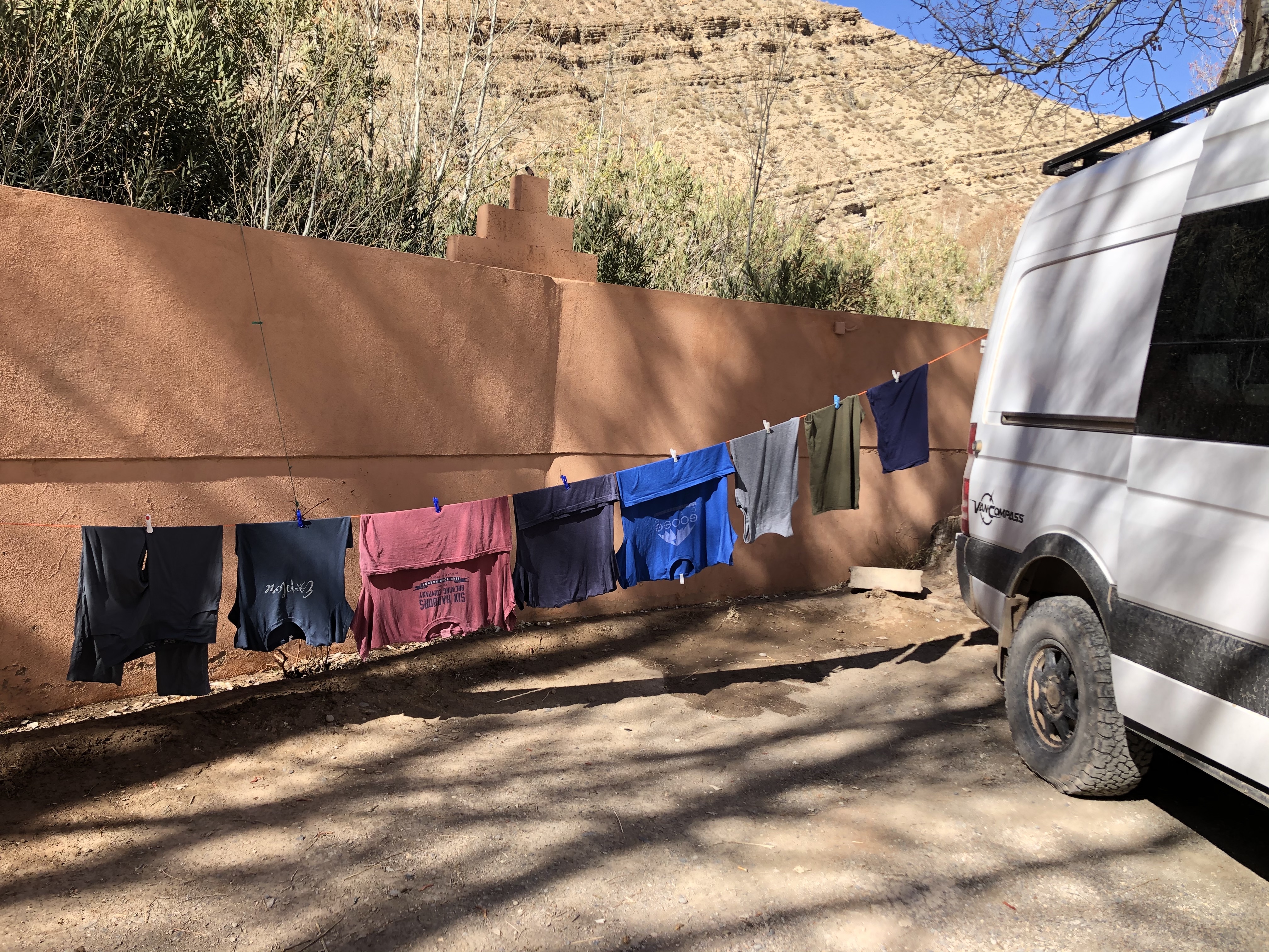 drying laundry in Morocco